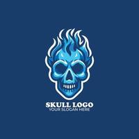 blauw brand schedel logo ontwerp vector