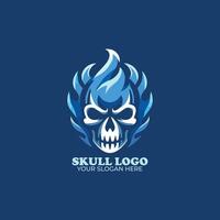 blauw brand schedel logo ontwerp vector