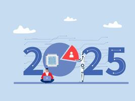 2025 zullen worden de jaar van kunstmatig intelligentie- , innovatie technologieën vector