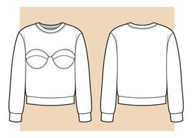 sweater met beha vorm inzetstukken, mode illustratie vector