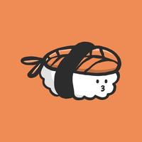 schattig voedsel vectorillustratie. grappige sushi traditioneel Japans eten in tekenfilm. kawaii illustratie voor emoticon, symbool, pictogram, enz. vector