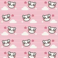 kawaii schattig patroon met panda's en wolken Aan roze achtergrond vector