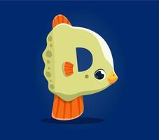 zee dieren onderwater- lettertype, brief p tekenfilm vis vector