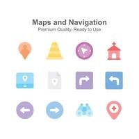 creatief bewerkte kaarten en navigatie icoon reeks vector