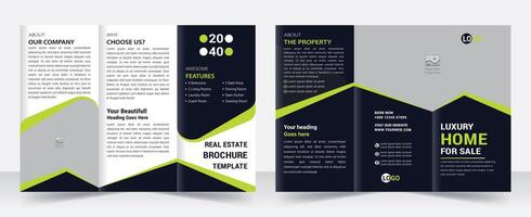 professioneel zakelijke echt landgoed, huis verkoop lay-out voor bedrijf drievoud brochure. creatief drie vouwen, drievoud neiging ontwerp vector
