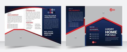 professioneel zakelijke echt landgoed, huis verkoop lay-out voor bedrijf drievoud brochure. creatief drie vouwen, drievoud neiging ontwerp vector