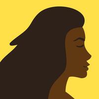 vlak tekenfilm Afrikaanse vrouw profiel hoofd vector