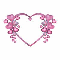 kader gemaakt van gemakkelijk waterverf lila harten voor gelukkig valentijnsdag dag kaart of t-shirt ontwerp. romantiek, verhouding en liefde. hart illustratie. hand- getrokken stijl vector