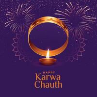 elegant gelukkig karwa chauth festival viering groet ontwerp vector