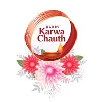 mooi bloem decoratief karwa chauth festival kaart ontwerp vector