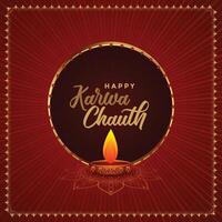 karwa chauth festival van Indië poster ontwerp met diya vector