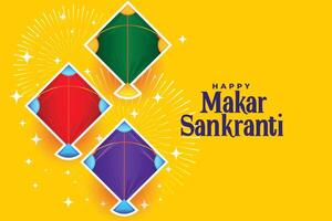 makar sankranti banier met drie vliegers ontwerpen vector