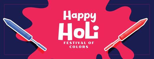 gelukkig holi festival banier met pichkari kleur vector