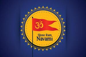 shree RAM navami festival kaart met om symbool vlag vector