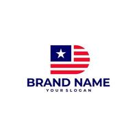 brief d eerste Amerikaans vlag logo icoon illustratie vector