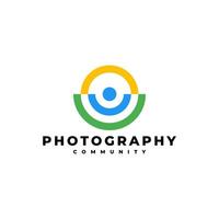 fotografie gemeenschap mensen lens camera logo icoon illustratie vector