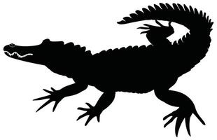 krokodil en alligator silhouet, alligator Rechtdoor staart silhouet vector