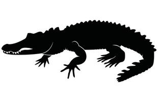 krokodil en alligator silhouet, alligator Rechtdoor staart silhouet vector
