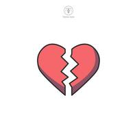gebroken hart icoon symbool illustratie geïsoleerd Aan wit achtergrond vector
