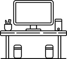 bureau tafel computer icoon lijn stijl vector
