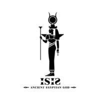 oude Egyptische god isis silhouet. Midden-Oosten schoonheidskoningin met zonnekroon en scepter vector