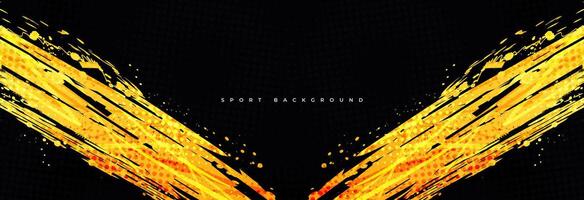 abstract sport- achtergrond met oranje penseelstreken en halftone effect. dynamisch grunge achtergrond ontwerp vector