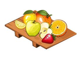 bord met vruchten. bord van fruit illustratie. biologisch ontwerp concept. hand- getrokken fruit verzameling. fruit bord geïsoleerd. boerderij producten. vector