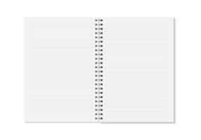 realistisch geopend horizontaal bekleed notebook. vector