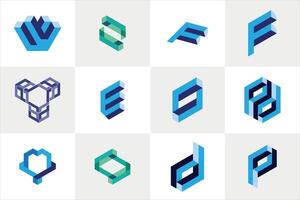 3d zeshoek meetkundig kleurrijk vorm logo ontwerp verzameling reeks sjabloon vector