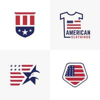 Amerikaans patriot vlag vormen logo ontwerp verzameling reeks modern minimaal creatief vector