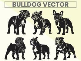 zwart silhouetten reeks van bulldog voor bulldog minnaar. vector