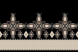 meetkundig etnisch bloemen pixel kunst borduurwerk, aztec stijl, abstract achtergrond ontwerp voor kleding stof, kleding, textiel, inpakken, decoratie, sjaal, afdrukken, behang, tafel loper. vector