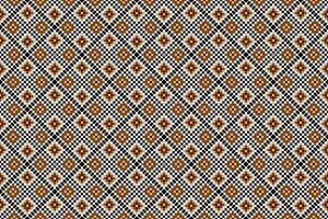 meetkundig etnisch bloemen pixel kunst borduurwerk, aztec stijl, abstract achtergrond ontwerp voor kleding stof, kleding, textiel, inpakken, decoratie, sjaal, afdrukken, behang, tafel loper. vector