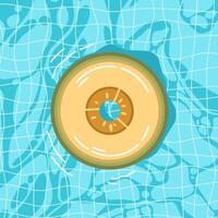 een meloen lucht vlotter Aan een zwembad in zomer met water achtergrond vector
