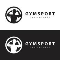 Sportschool logo, geschiktheid Gezondheid, spier training silhouet ontwerp, geschiktheid club vector