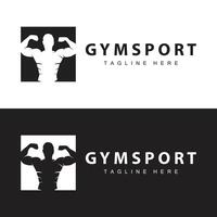 Sportschool logo, geschiktheid Gezondheid, spier training silhouet ontwerp, geschiktheid club vector