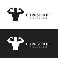 Sportschool logo, geschiktheid Gezondheid, spier training silhouet ontwerp, geschiktheid club vector