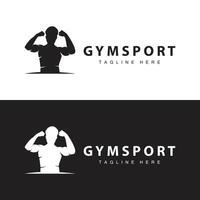 Sportschool logo, geschiktheid Gezondheid, spier training silhouet ontwerp, geschiktheid club vector