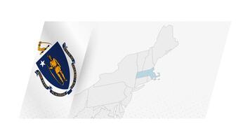 Massachusetts kaart in modern stijl met vlag van Massachusetts Aan links kant. vector