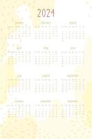 2024 kalenderset voor persoonlijke planner en notebook. warme gele handgetekende abstracte vlekken en stippen, delicate tedere schattige stijl. week begint op zondag vector
