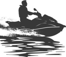 silhouet dik Mens rijden Jet ski vol lichaam zwart kleur enkel en alleen vector