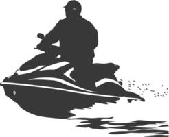 silhouet dik Mens rijden Jet ski vol lichaam zwart kleur enkel en alleen vector