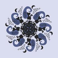 kat mandala met maan en lavendel. patroon. donker grijs en lavendel blauw kleur. vector