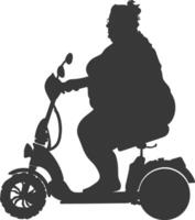 silhouet dik vrouw rijden elektrisch scooter vol lichaam zwart kleur enkel en alleen vector