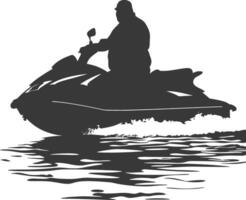 silhouet dik Mens rijden Jet ski vol lichaam zwart kleur enkel en alleen vector