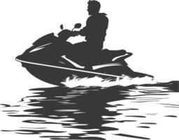 silhouet dik Mens rijden Jet ski vol lichaam zwart kleur enkel en alleen vector