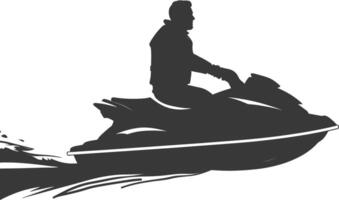 silhouet dik Mens rijden Jet ski vol lichaam zwart kleur enkel en alleen vector