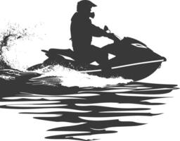 silhouet dik Mens rijden Jet ski vol lichaam zwart kleur enkel en alleen vector