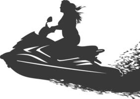 silhouet dik vrouw rijden Jet ski vol lichaam zwart kleur enkel en alleen vector