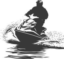 silhouet dik Mens rijden Jet ski vol lichaam zwart kleur enkel en alleen vector